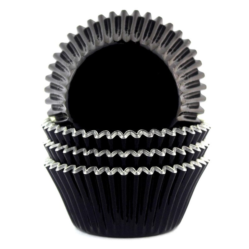 Eoonfirst Foil Cupcake Liners Halloween Party Standard Baking Cups 100 Pcs (Black) - Image 1